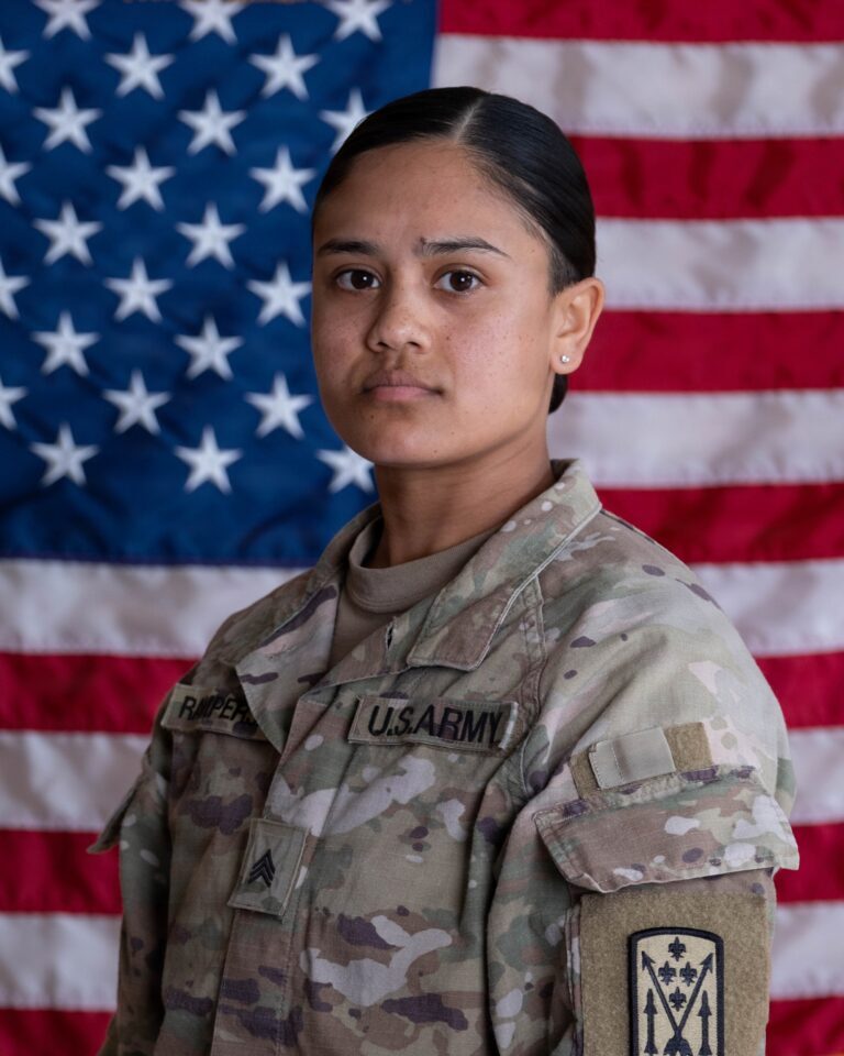 Official U.S. Army portrait of Sgt. Angel Rampersad, 28.
