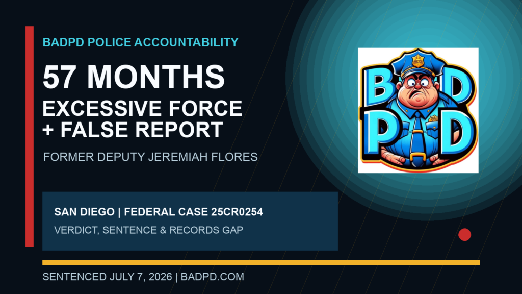 BadPD card: Jeremiah Flores sentenced to 57 months for excessive force and a false report