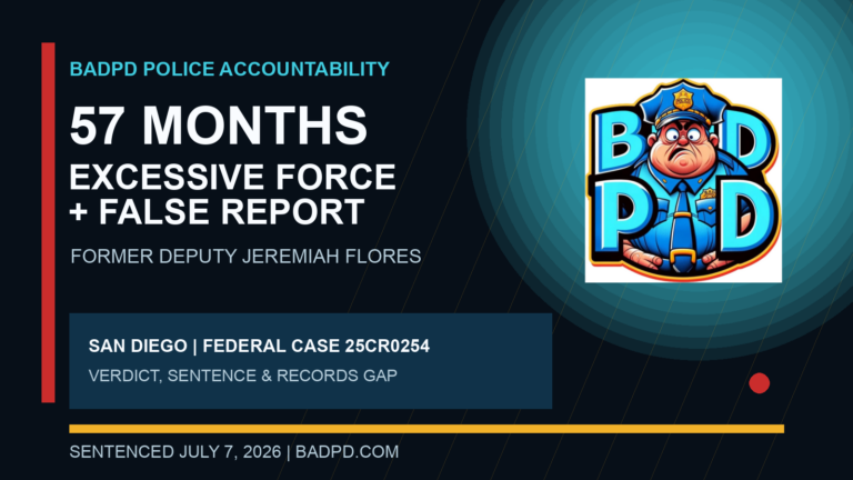 BadPD card: Jeremiah Flores sentenced to 57 months for excessive force and a false report