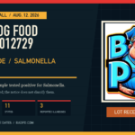 Oma's Pride raw dog food recall for lot BB012729 with Salmonella sample and three reported illnesses