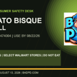 BadPD consumer safety card for the Marketside Tomato Bisque Soup Kit recall, UPC 194346474004, use-by August 22, 2026
