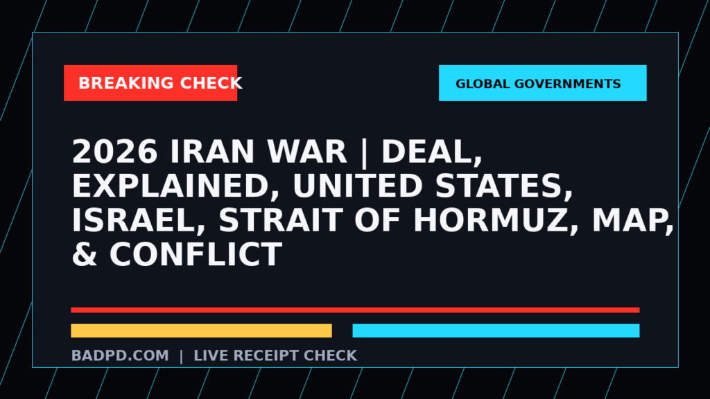 Symbolic editorial breaking-check graphic for 2026 Iran war | Deal, Explained, United States, Israel, Strait of Hormuz, Map, & Conflict, not a depiction of the event.