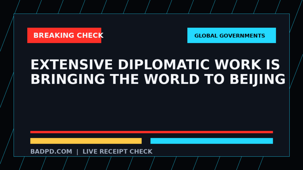 Symbolic editorial breaking-check graphic for Extensive Diplomatic Work is Bringing the World to Beijing, not a depiction of the event.