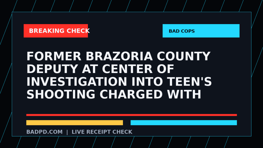 Symbolic editorial breaking-check graphic for Former Brazoria County deputy at center of investigation into teen's shooting charged with aggravated assault, records show, not a depiction of the event.