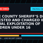 Symbolic editorial breaking-check graphic for Lane County sheriff’s deputy arrested and charged with sexual exploitation of children under 16, not a depiction of the event.