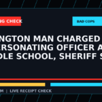 Symbolic editorial breaking-check graphic for Lexington man charged with impersonating officer at middle school, sheriff says, not a depiction of the event.