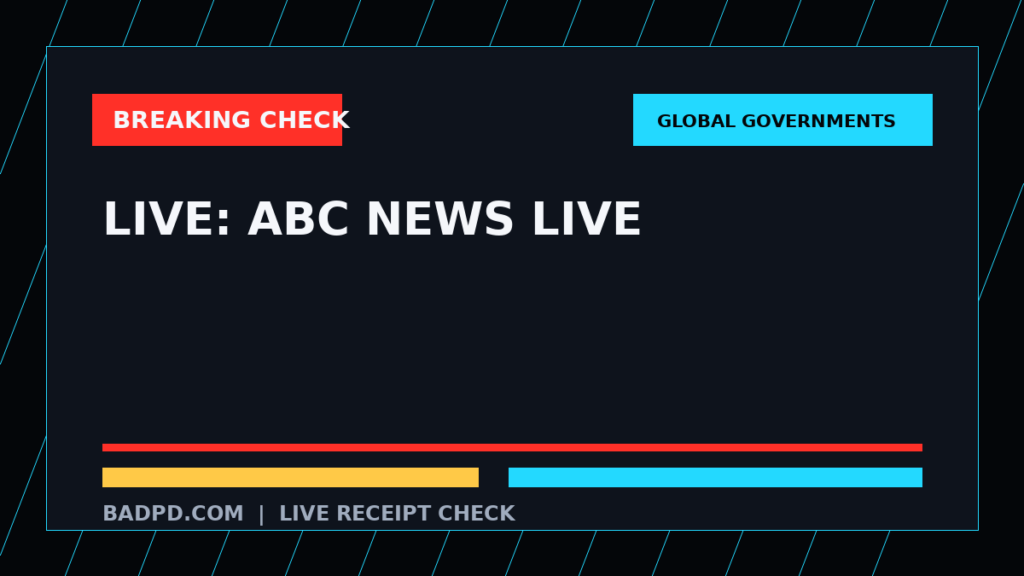 Symbolic editorial breaking-check graphic for LIVE: ABC News Live, not a depiction of the event.