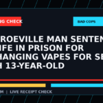 Symbolic editorial breaking-check graphic for Monroeville Man Sentenced to Life in Prison for Exchanging Vapes for Sex with 13-Year-Old, not a depiction of the event.