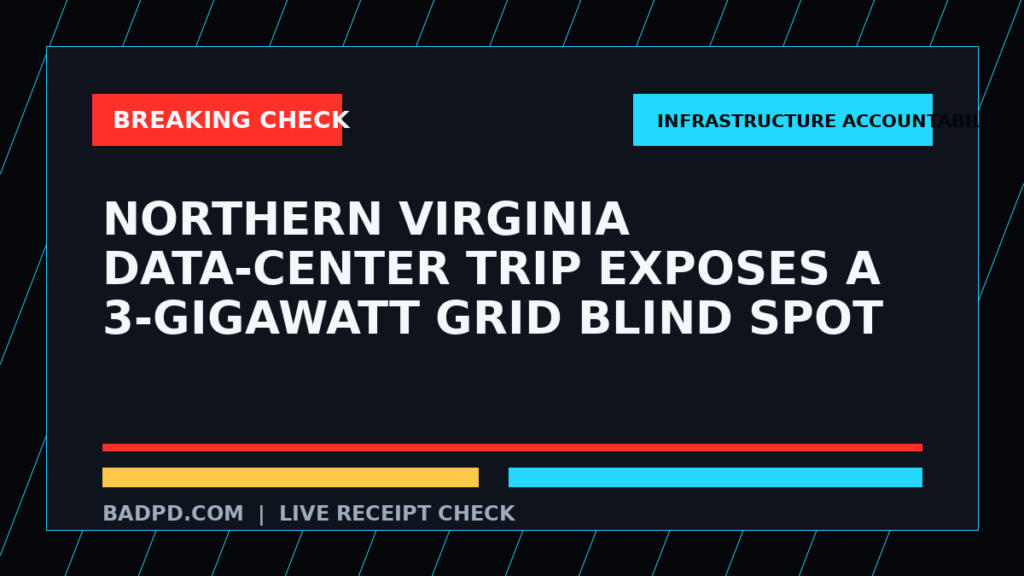 Symbolic editorial breaking-check graphic for Northern Virginia Data-Center Trip Exposes a 3-Gigawatt Grid Blind Spot, not a depiction of the event.