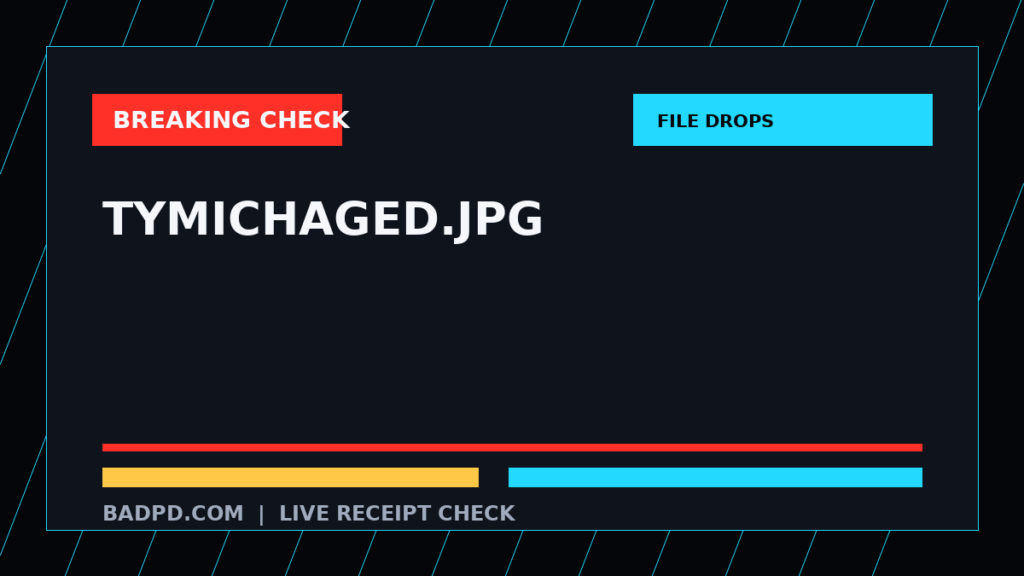 Symbolic editorial breaking-check graphic for tymichaged.jpg, not a depiction of the event.