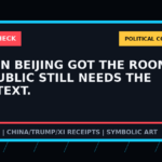 Symbolic BadPD receipt-check graphic for CEOs In Beijing Got The Room. The Public Still Needs The Deal Text.. Not a depiction of the summit or any private meeting.