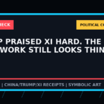 Symbolic BadPD receipt-check graphic for Trump Praised Xi Hard. The Paperwork Still Looks Thin.. Not a depiction of the summit or any private meeting.